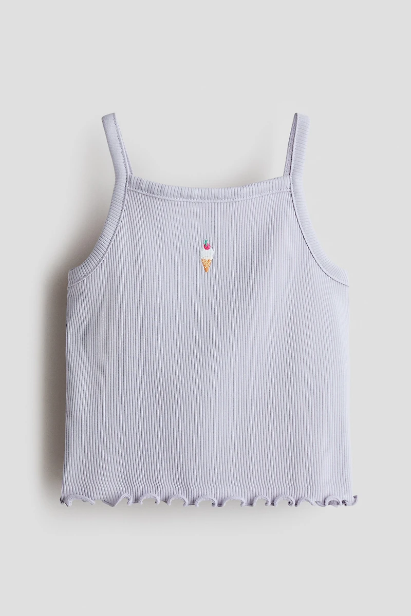 Embroidered-Detail Tank Top