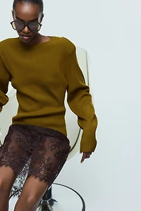 Rib-Knit Shoulder-Pad Top