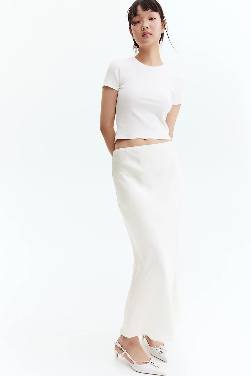 Crinkled Satin Maxi Skirt