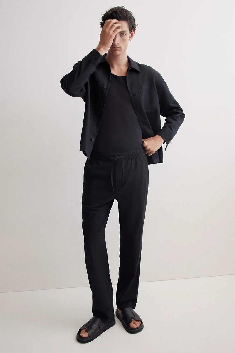 Regular-Fit Linen-Blend Pants