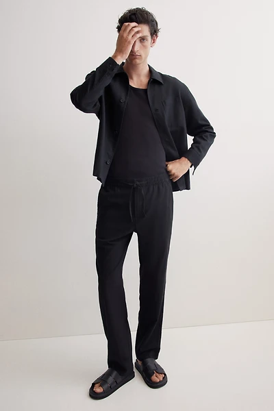 Regular-Fit Linen-Blend Pants