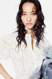 Blouse en coton avec plis nervure