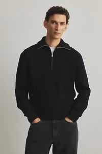 Regular-Fit Half-Zip Wool Polo Sweater