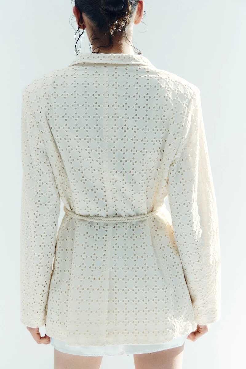 Eyelet-Embroidered Cotton Blazer