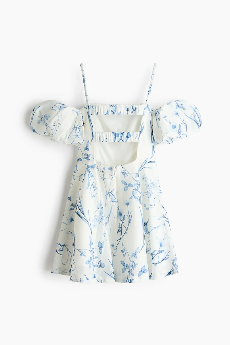 Linen-Blend Open-Shoulder Dress