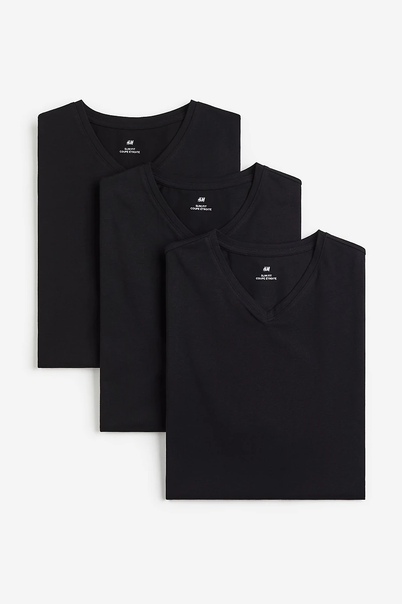 3-pack Slim Fit V-neck T-shirts