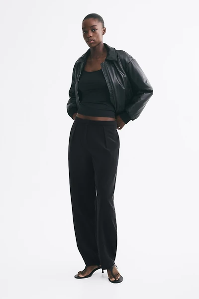Viscose-Blend Barrel-Leg Pants