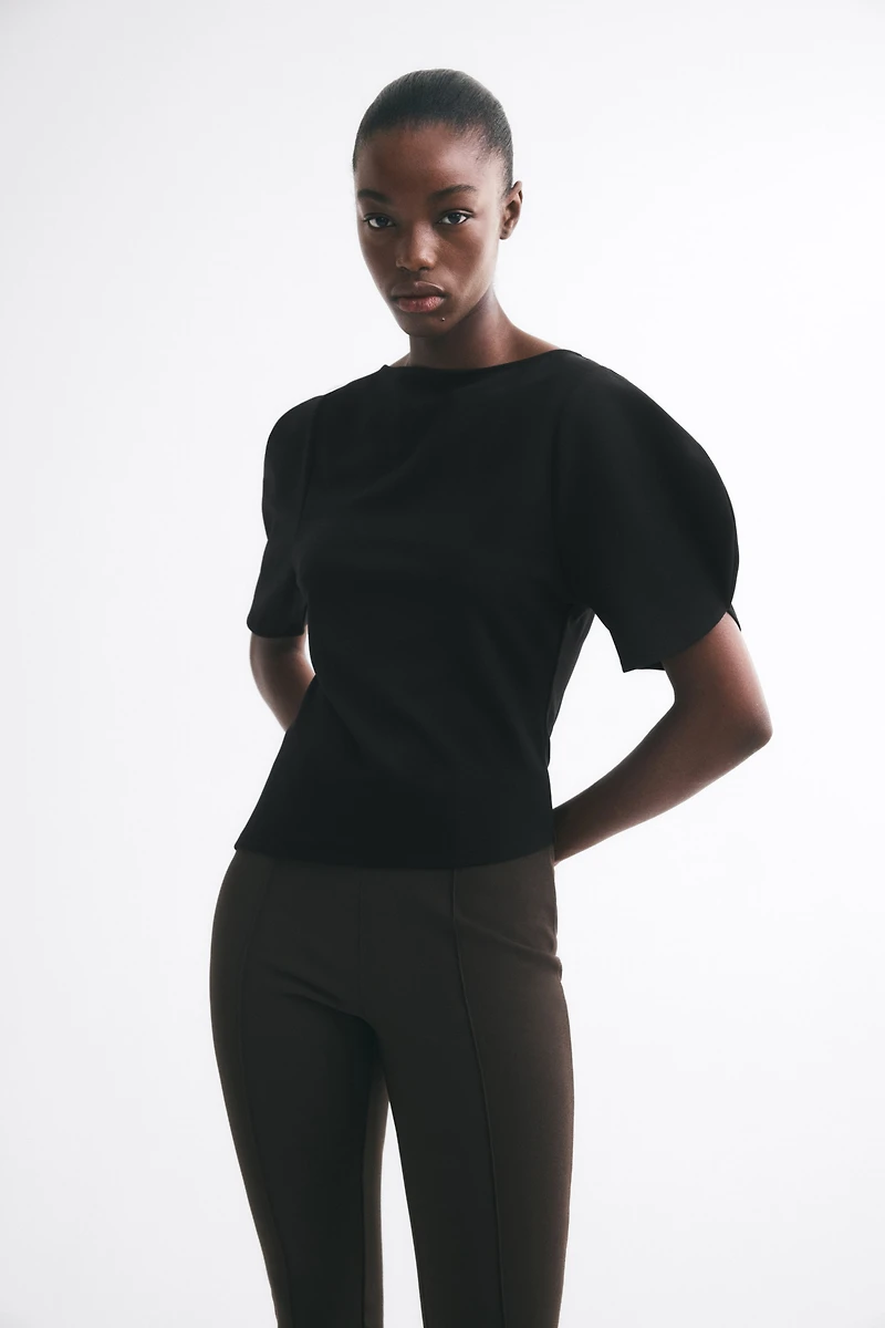 Puff-Sleeved Asymmetric Top