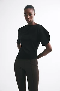 Puff-Sleeved Asymmetric Top