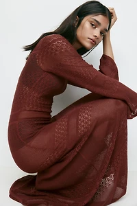 Robe maxi en tricot pointelle