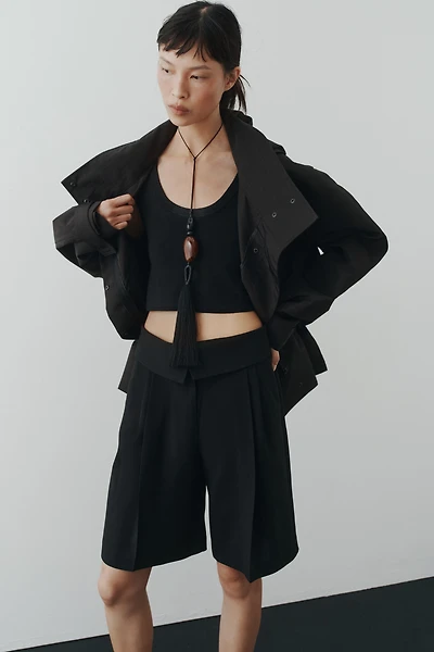 Foldover-Waist Bermuda Shorts