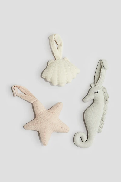 Lot de 3 peluches en mousseline de coton