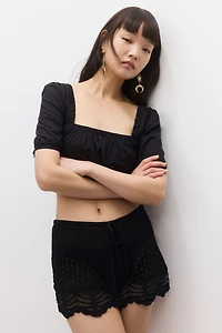 Lacing-detail cotton blouse