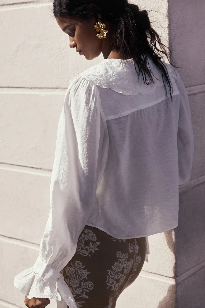 Blouse with Eyelet Embroidery
