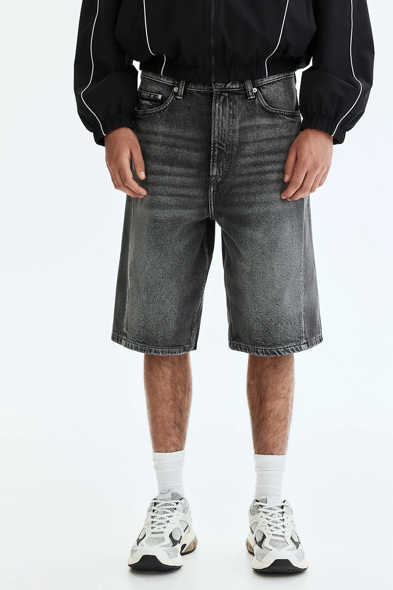 Baggy Twist-Detail Denim Shorts