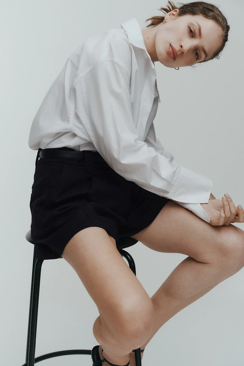 Pleat-Front Shorts