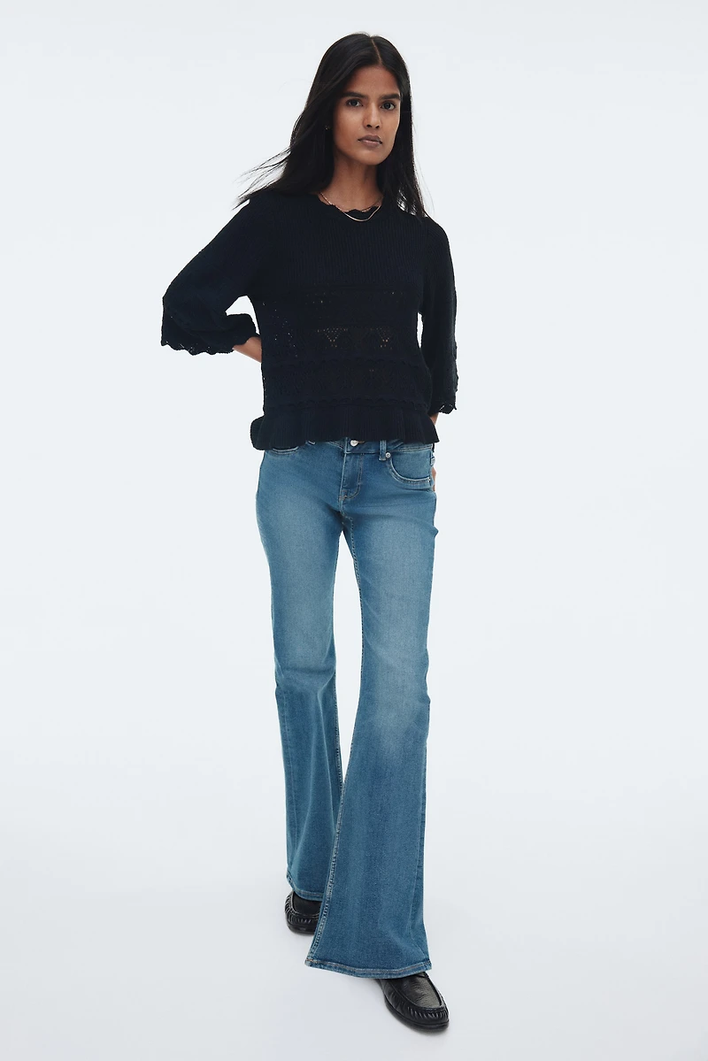 Chandail à volant en tricot pointelle