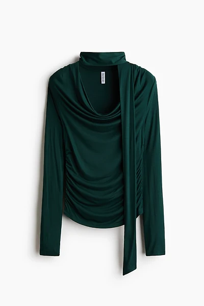 Draped Scarf-Detail Top