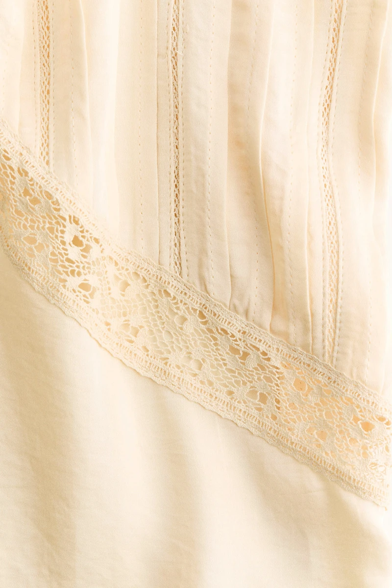 Lace-Trimmed Pintucked Top