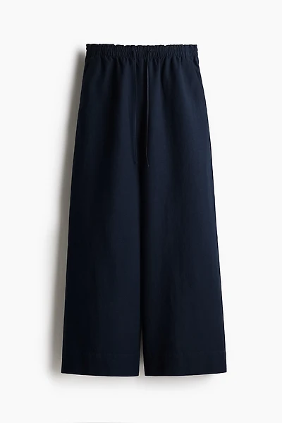 Wide-Leg Linen-Blend Pants
