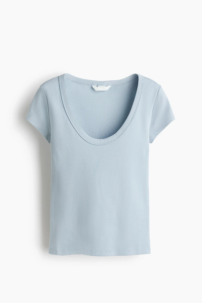 Ribbed Scoop-Neck T-Shirt