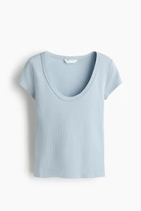 Ribbed Scoop-Neck T-Shirt