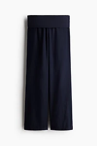 Foldover-Waist Linen-Blend Pants