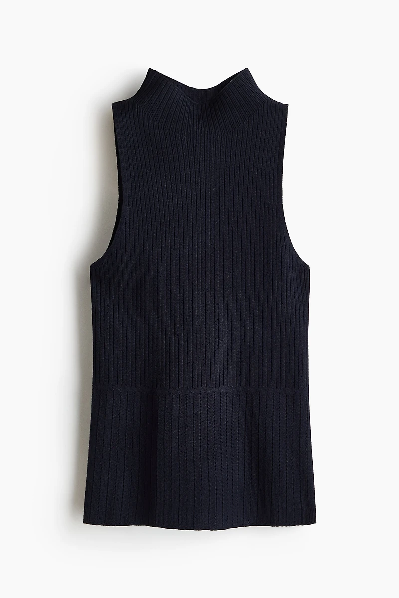 Rib-Knit Mock Turtleneck Top