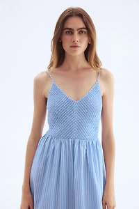 Smocked-Bodice Cotton Dress