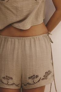 Beach Shorts with Eyelet Embroidery
