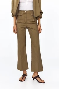 Flared ankle-length trousers