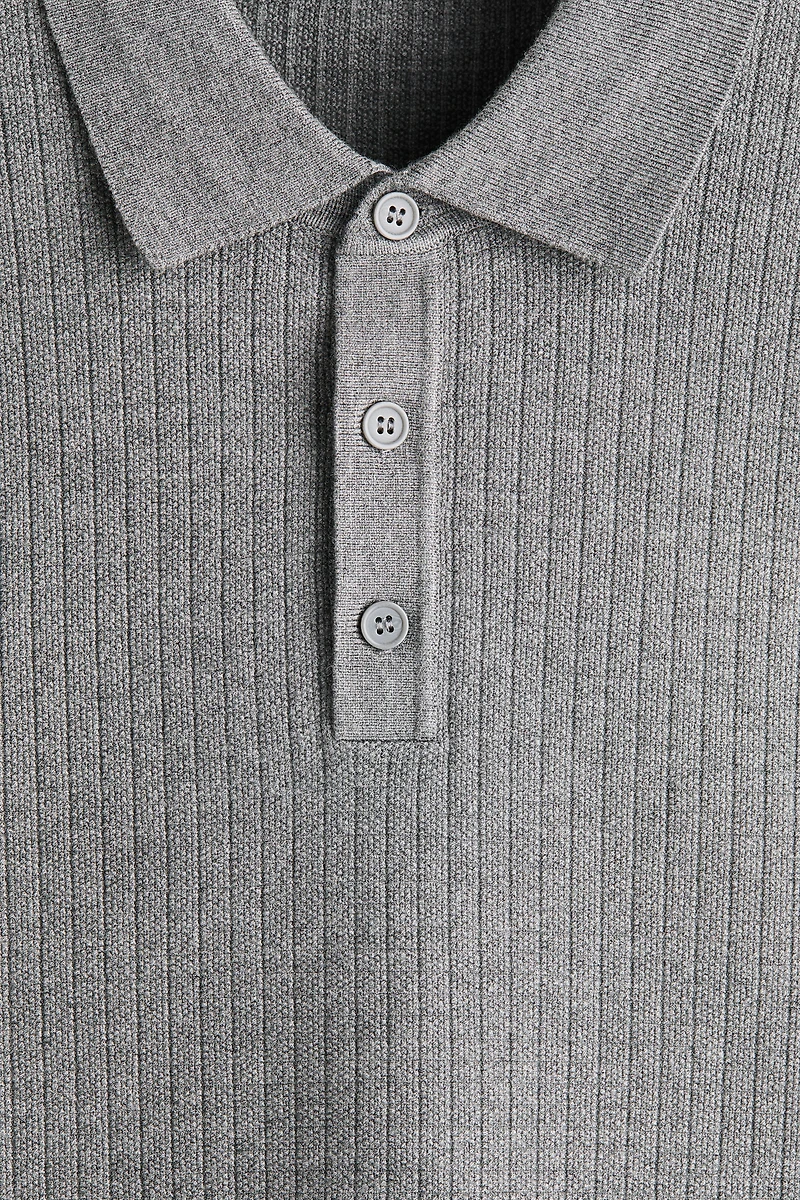 Regular Fit Textured-Knit Polo Shirt