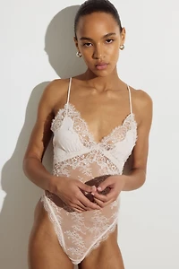 Microfiber and Lace Bodysuit