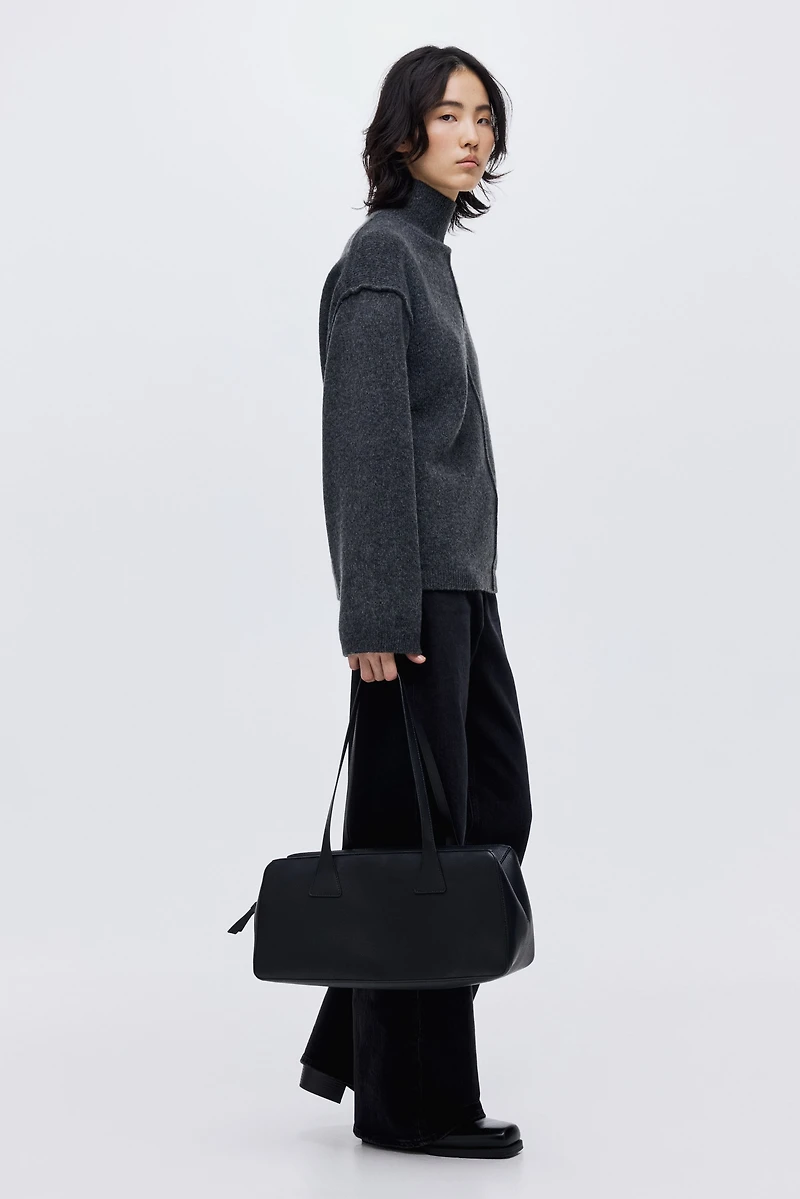 Seam-Detail Mock Turtleneck Sweater