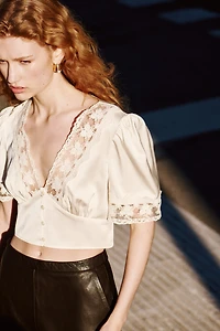 Lace-Trimmed Crop Top