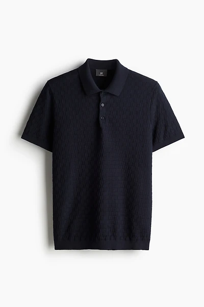 Slim Fit Textured-knit Polo Shirt