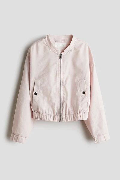 Linen-Blend Bomber Jacket