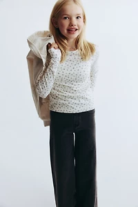 Denim-Look Wide-Leg Pants