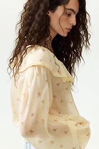 Crinkled chiffon blouse