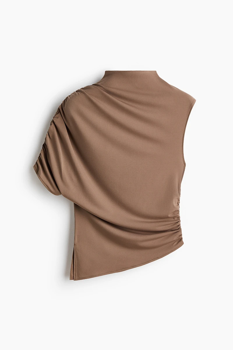 One-Sleeve Mock Turtleneck Top