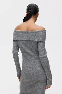 Fine-Knit Off-the-Shoulder Dress
