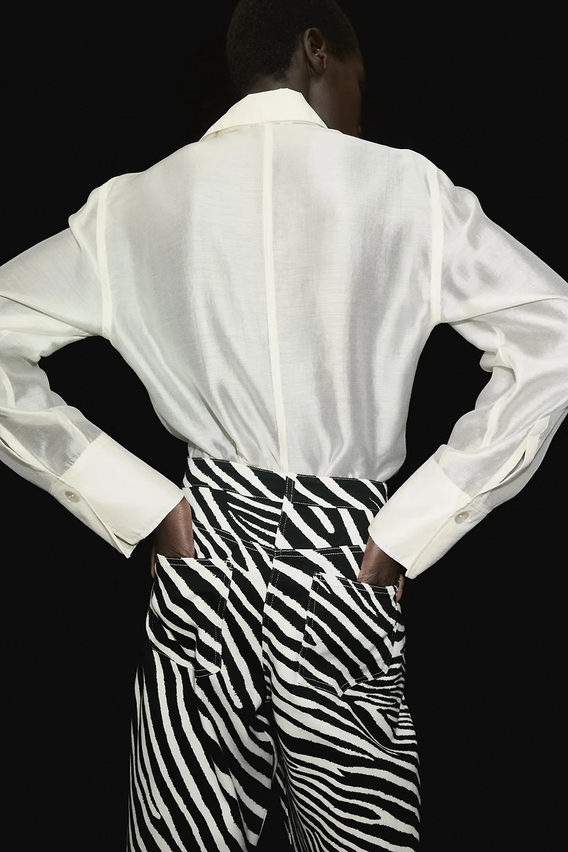 Barrel-Leg Twill Pants