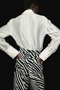 Barrel-Leg Twill Pants