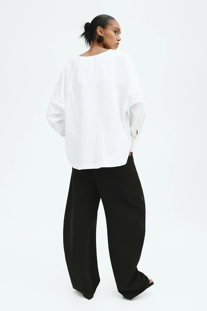 Tapered-Waist Cotton Blouse