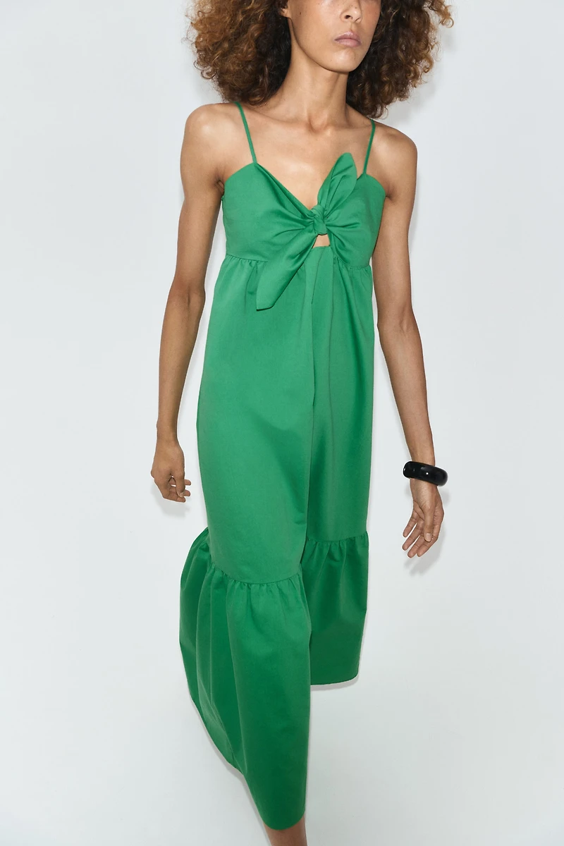 Tie-Detail Tiered Dress