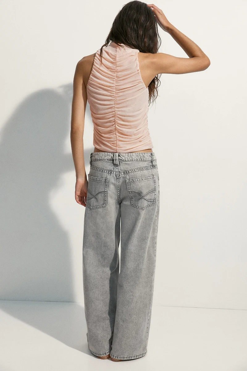Ruched Mesh Top