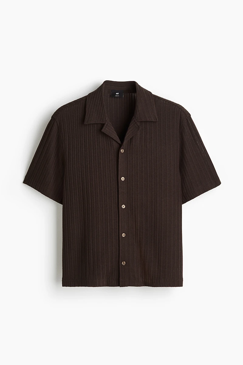Loose-Fit Rib-Knit Resort Shirt