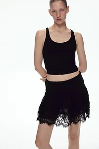 Lace-Trimmed Mini Skirt