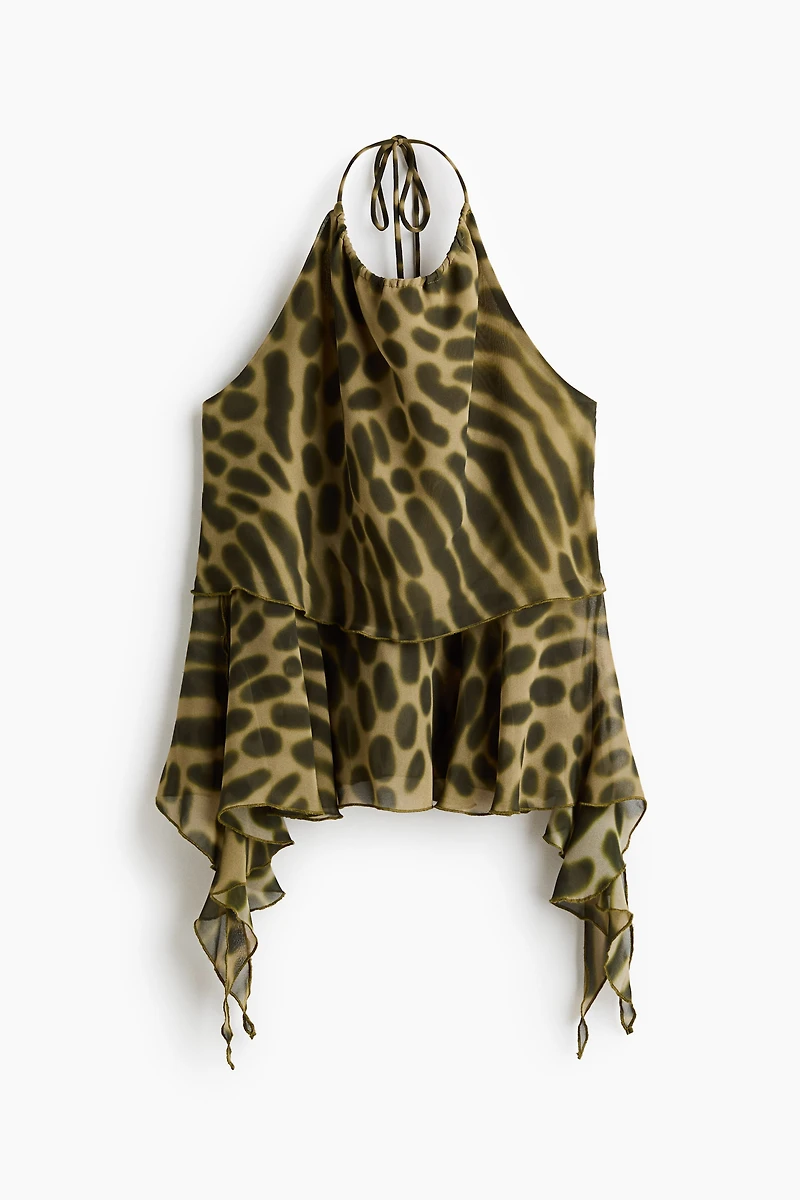 Draped-Panel Halterneck Top
