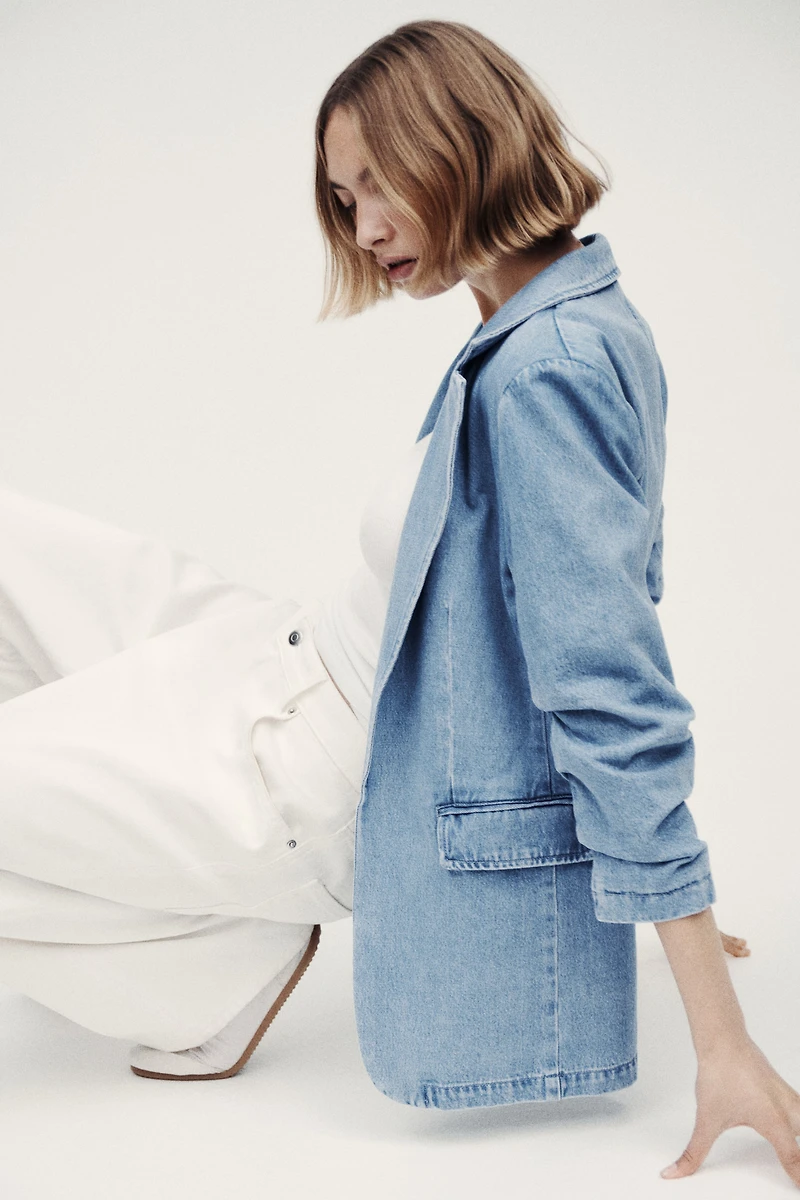 Veston à manches froncées en denim